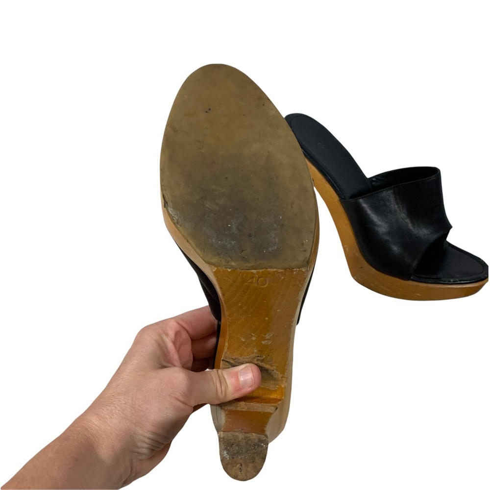 Sergio Rossi Wooden Heeled Mules - Picture 12 of 13